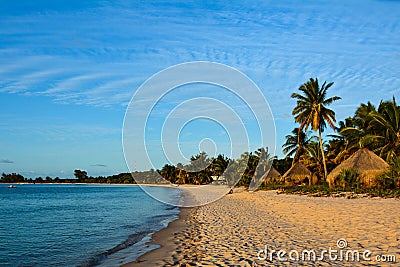 Early evening view of a paradise beach on Benguerra Island Mozambique Stock Photo
