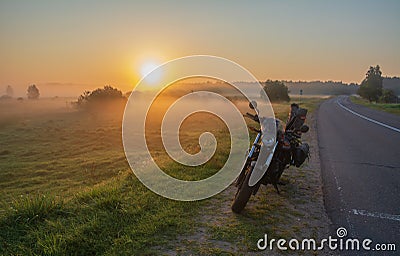 early foggy sunny morning . Stock Photo