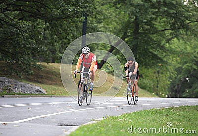 Early morning bike riders in Central Park Editorial Stock Photo