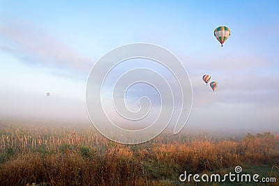 Balloons over the field Stock Photo