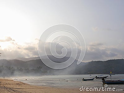 early-morning haze on beach Stock Photo