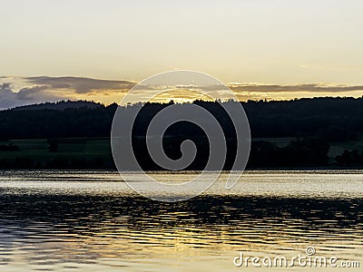 Early morning on the lake, dusk, Stock Photo