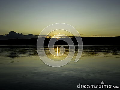 Early morning on the lake, dusk, Stock Photo