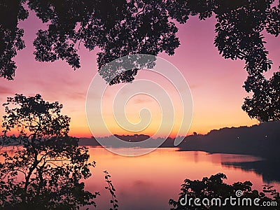 This is early morning lake view. Stock Photo