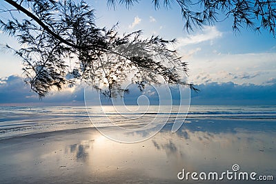 Early Morning Light on a Peaceful Beach Stock Photo