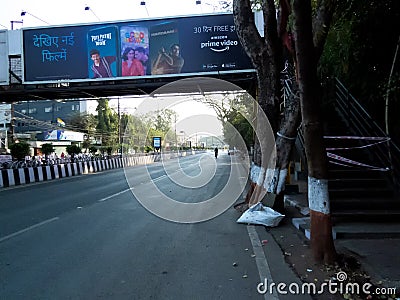 Empty Street in India. Quite Indian Street with no traffic. Editorial Stock Photo