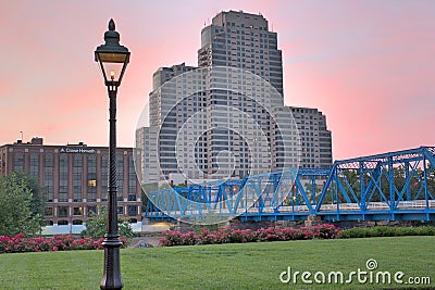 Early morning picture of the blue bridge Editorial Stock Photo