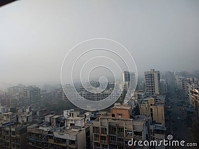 Early Morning picture of the city having little fog Editorial Stock Photo