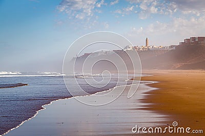 Early in the morning after rain on beach of Sidi Ifni Stock Photo