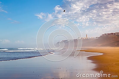 Early in the morning after rain on beach of Sidi Ifni Stock Photo