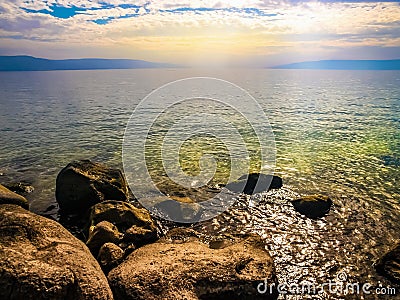 Sunrise over the Kinneret Stock Photo