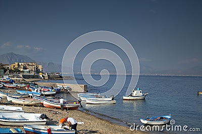 Fishing town of Aspra in sicily Editorial Stock Photo