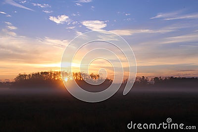 Early Morning Sunshine Over a Farm in Florida, United States. Stock Photo