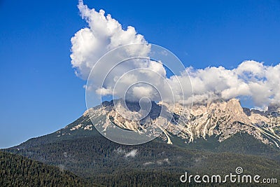 Early morning view of the Dolomites at Candide, Veneto, Italy Stock Photo