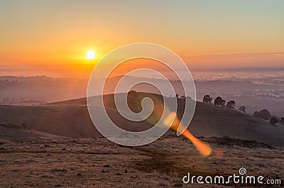 Early morning view from Mount Major at Dookie, Australia Stock Photo