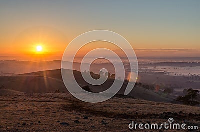 Early morning view from Mount Major at Dookie, Australia Stock Photo
