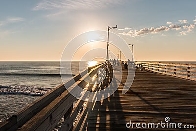 Early Morning on Virginia Beach Fishing Pier Stock Photo