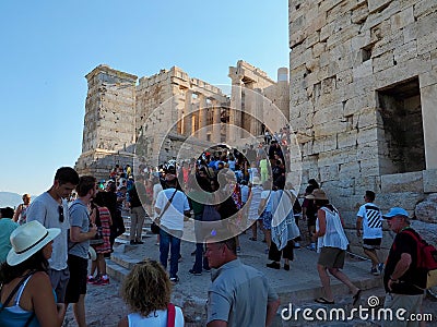 Summer Crowd at the Parthenon Editorial Stock Photo