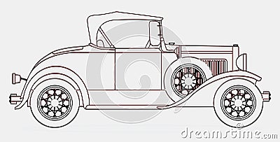 Early Motor Car Line Drawing Stock Photo