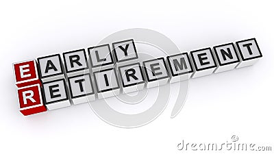 Early retirement word block on white Stock Photo