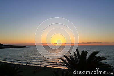 Early at the Sotavento Beach, Sunrise in Costa Calma, Fuerteventura, Spain Stock Photo