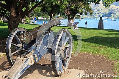 An early 19th Century cannon, now decorating a park Stock Photo