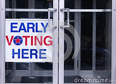 Early voting here sign America Stock Photo