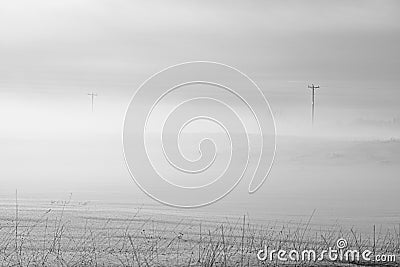 Early morning mist on the prairies Stock Photo