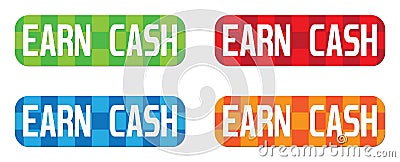 EARN CASH text, on rectangle, zig zag pattern stamp sign. Stock Photo