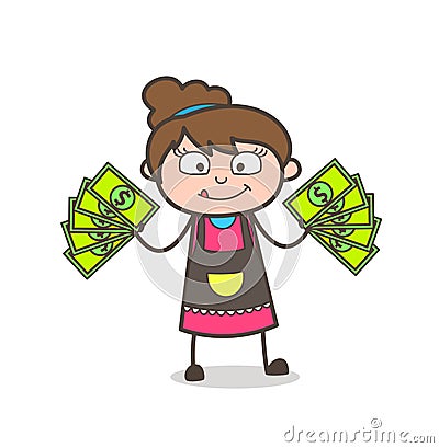 Earn Extra Money - Beautician Girl Artist Cartoon Vector Stock Photo