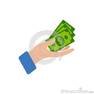 Earn money vector logo icon design. salary symbol design with hand illustration Vector Illustration