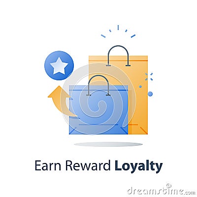 Earn reward points, loyalty concept, incentive program, redeem gift, collect bonus Vector Illustration