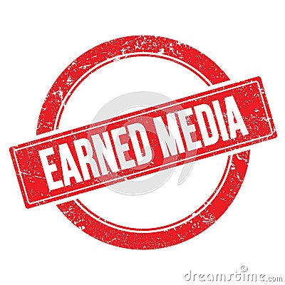 EARNED MEDIA text on red grungy round stamp Stock Photo