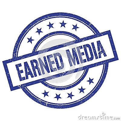 EARNED MEDIA text written on blue vintage round stamp Stock Photo