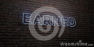 EARNED -Realistic Neon Sign on Brick Wall background - 3D rendered royalty free stock image Stock Photo