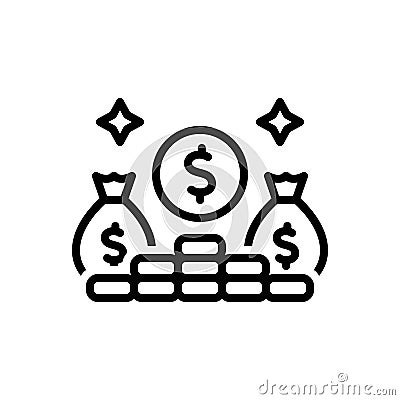 Black line icon for Earnings, stipend and salary Vector Illustration