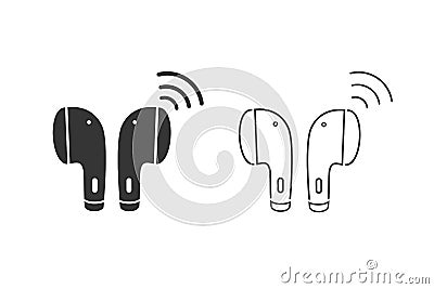 Earphone bluetooth icon set design. Earphone icon in modern flat style design. Vector Vector Illustration