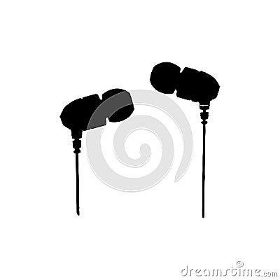 Earphone icon. Simple style music festival poster background symbol. Earphone brand logo design element. Earphone t-shirt printing Vector Illustration