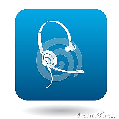 Earphone with mic for consultations icon Vector Illustration