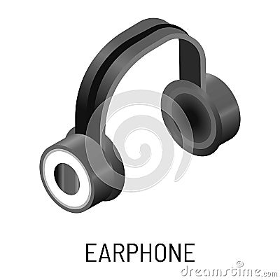 Earphone music listening device isolated object headphones Vector Illustration