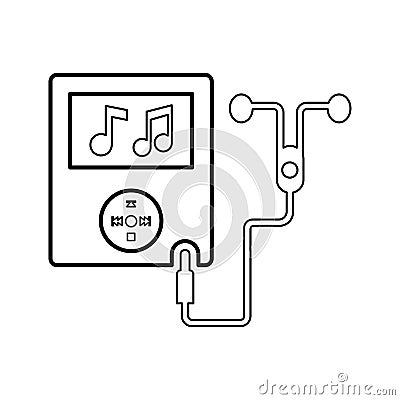 Earphone, music player outline icon. Line art vector Stock Photo