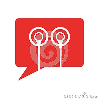 Earphones audio device icon Vector Illustration