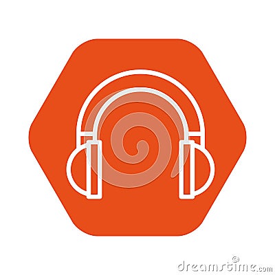 Earphones audio device icon Vector Illustration