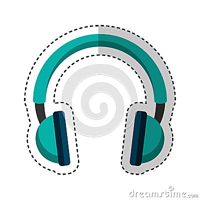 Earphones audio device icon Vector Illustration