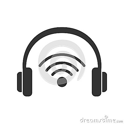 Earphones audio device with wifi signal vector illustration Vector Illustration