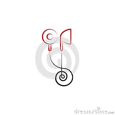 Earphones 2 colored hand drawn icon. Earphones colored element illustration. Outline symbol design from fitness set Cartoon Illustration