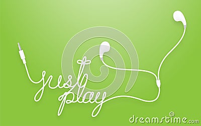 Earphones, Earbud type white color and just play text made from Vector Illustration