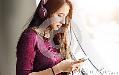 Earphones Electronic Enjoyent Music Playlist Concept Stock Photo