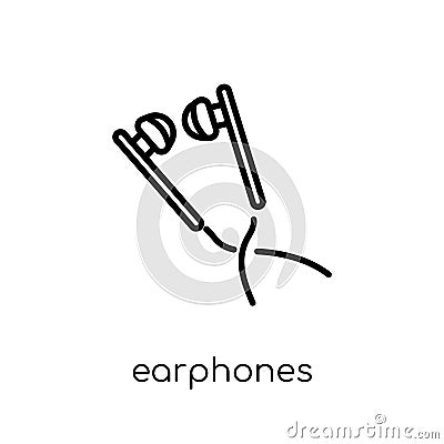 Earphones icon. Trendy modern flat linear vector Earphones icon Vector Illustration