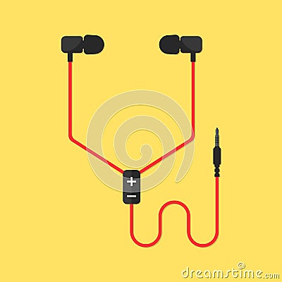 Earphones isolated on yellow background Vector Illustration